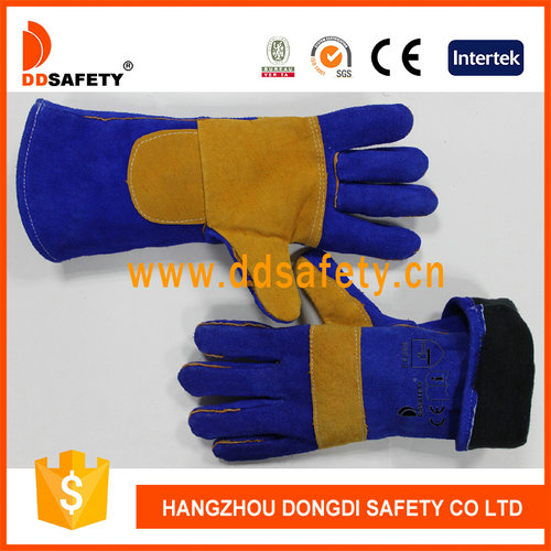 Blue with yellow welder glove Blue with yellow welder glove